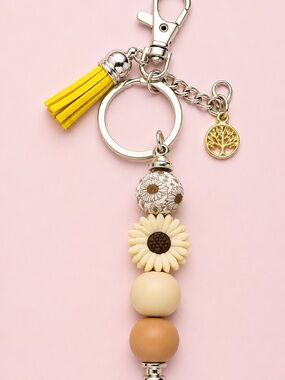 Yellow Daisy Tassel Keychain - Women Accessories